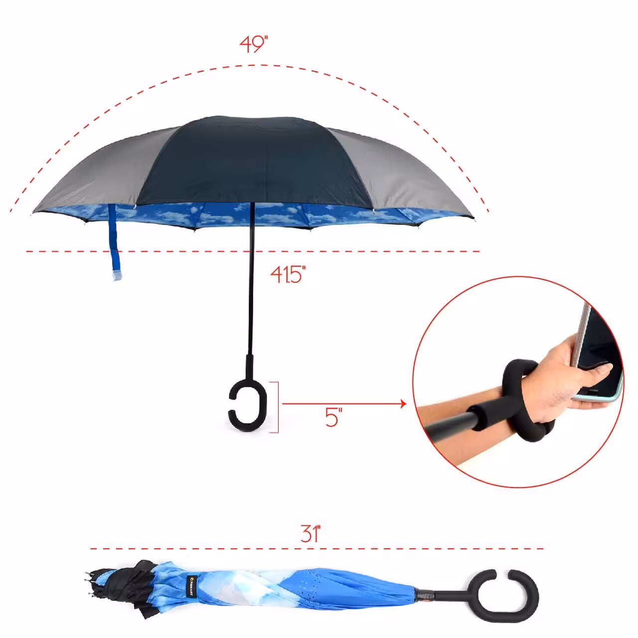 Blue Sky Double Layer Inverted Umbrella-5