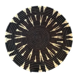 Large Raffia Home Decor Baskets-Black/Cream Starburst-By Bridge For Africa