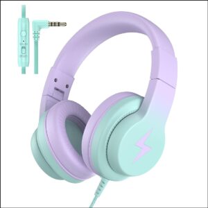 Candy Bila Wired Kids Headphones Over-Ear Volume Limiter 85/94dB Gradient Purple